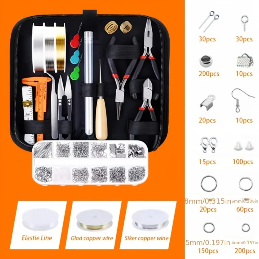 Jewelry Making Supplies Kit with Jewelry Tools Copper Wires Findings Storage Case for Jewelry Repair Beading DIY Craft Kit