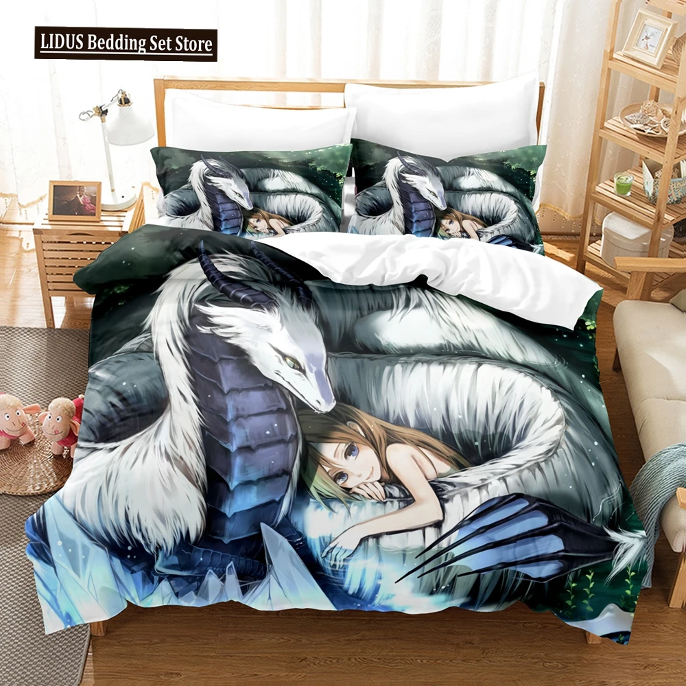 

3D Printed Fantasy Witch Dragon Alien World Bedding Set Down Quilt Cover With Pillowcase Double Complete Queen King Bedding