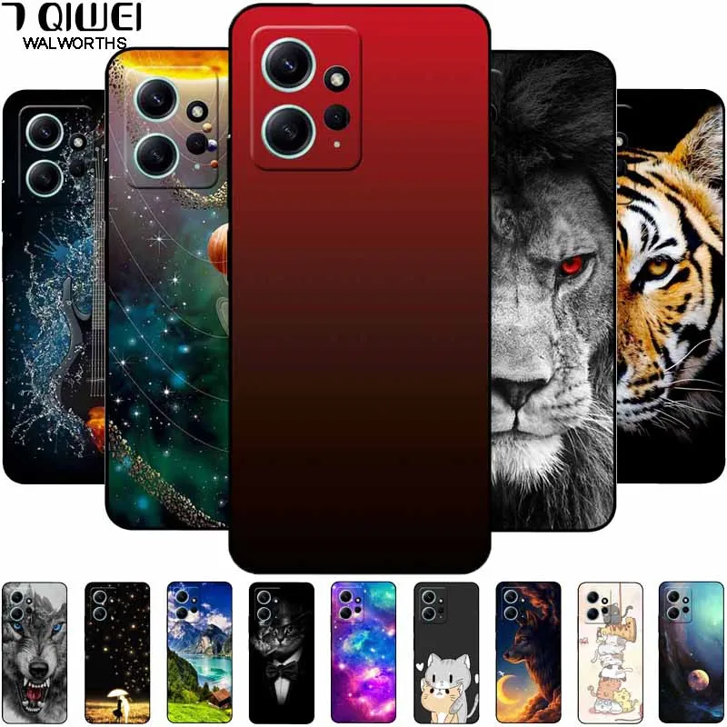 Phone Case For Xiaomi Redmi Note 12 4G Cover Silicone Soft Painted Tiger Coque for Redmi Note12 4G 2023 Global TPU Bumper Shell