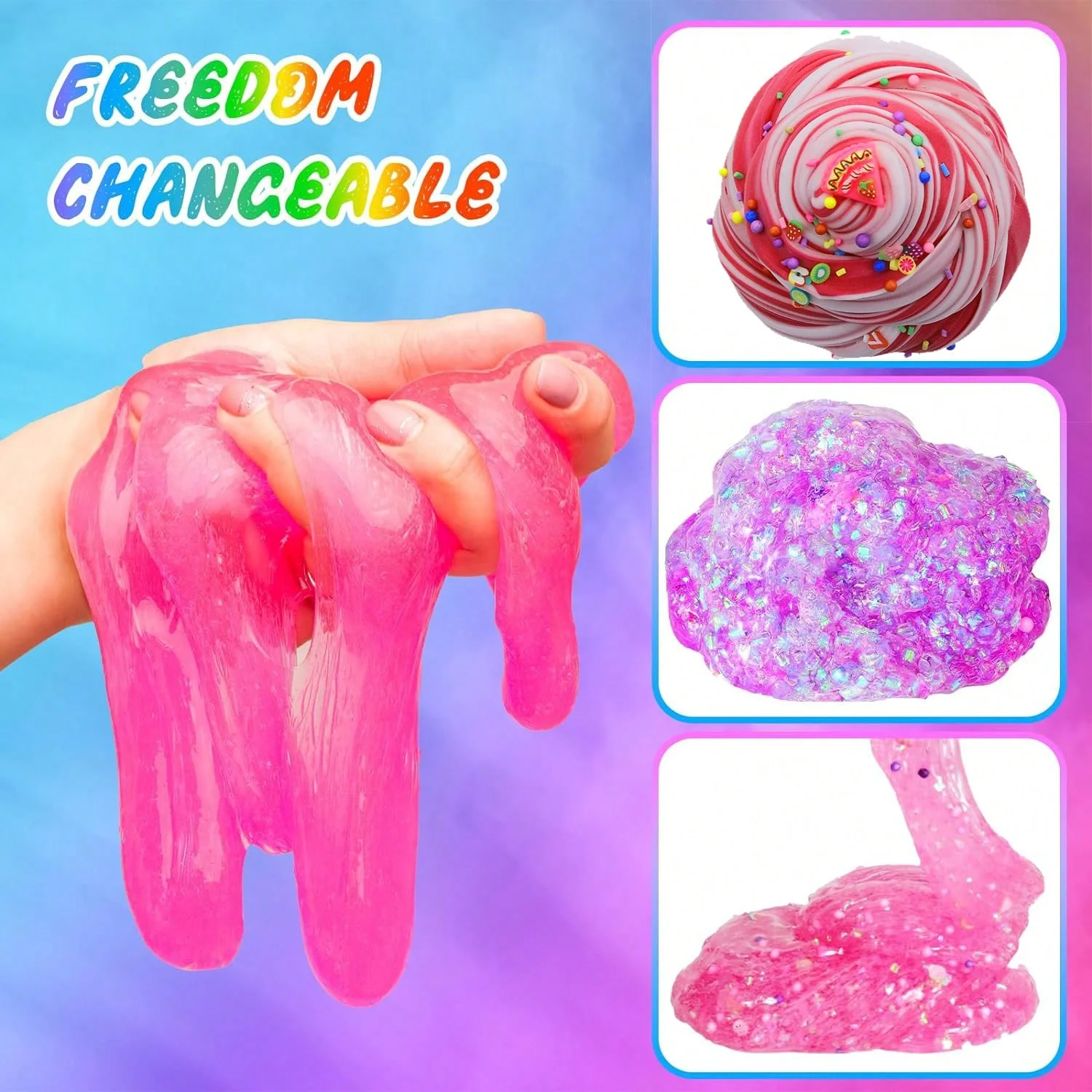 1 box,Slime Kits,DIY Ice Cream Rainbow Slime Kit Toys for Ages 3-12, Birthday Gifts for Girls, Girls Christmas Present for Kids