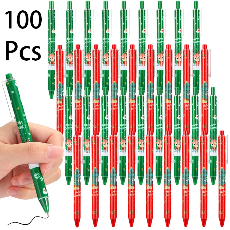 

100Pcs Christmas Ballpoint Pen Holiday Gel Ink Pen Christmas Themed Gifts Pens for Holidays Office stationery Writing