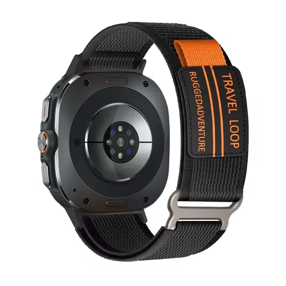 حزام رياضي من النايلون للرجال لهاتف Samsung Galaxy Ultra Travel Loop Strap لساعة Samsung Galaxy Ultra مقاس 47 ملم سوار ساعة أسود #4