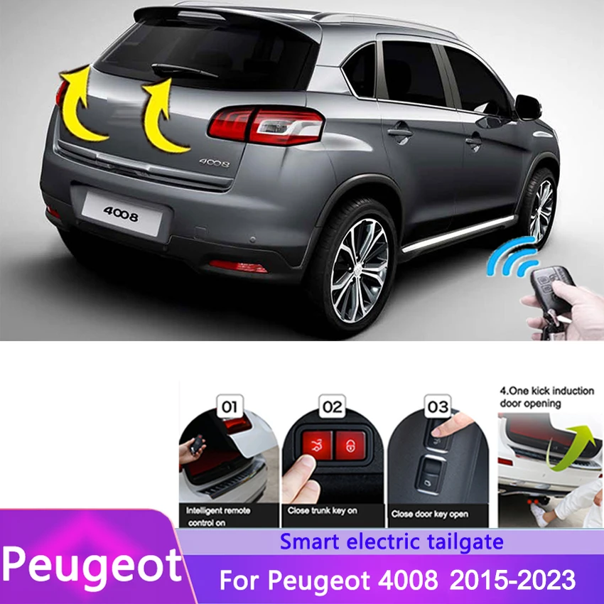 Car Electric Tailgate For Peugeot 4008 2015-2023 Intelligent Tail Box Door Power Operated Trunk Decoration Open Refitted Upgrade