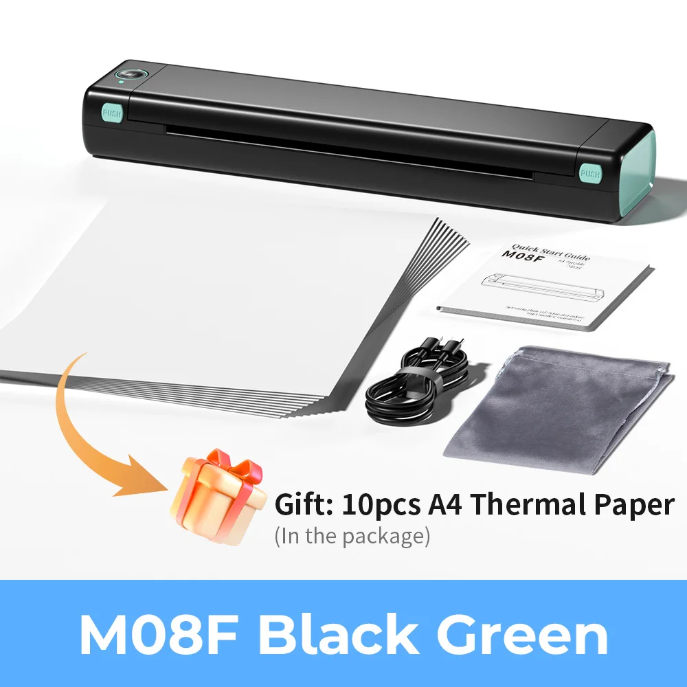 Phomemo M08F A4 draagbare Blutooth thermische printer ondersteunt A4-papier compatibel met Android & iOS telefoon en laptop voor kantoor