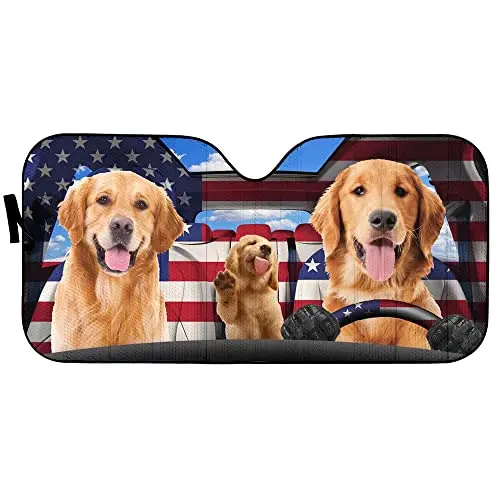 

OEME Car Sun Sunshade for Windshield Golden Retriever Family Auto Front Window Windshield Car Sunshade Car Interior Cover Block