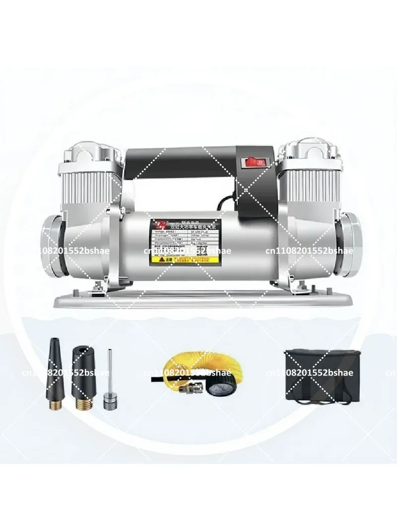 12V/24V High Pressure Double Cylinder Air Pump Fast Inflator for Car Tires Off-Road Sand Play Portable Auto Tire Inflator