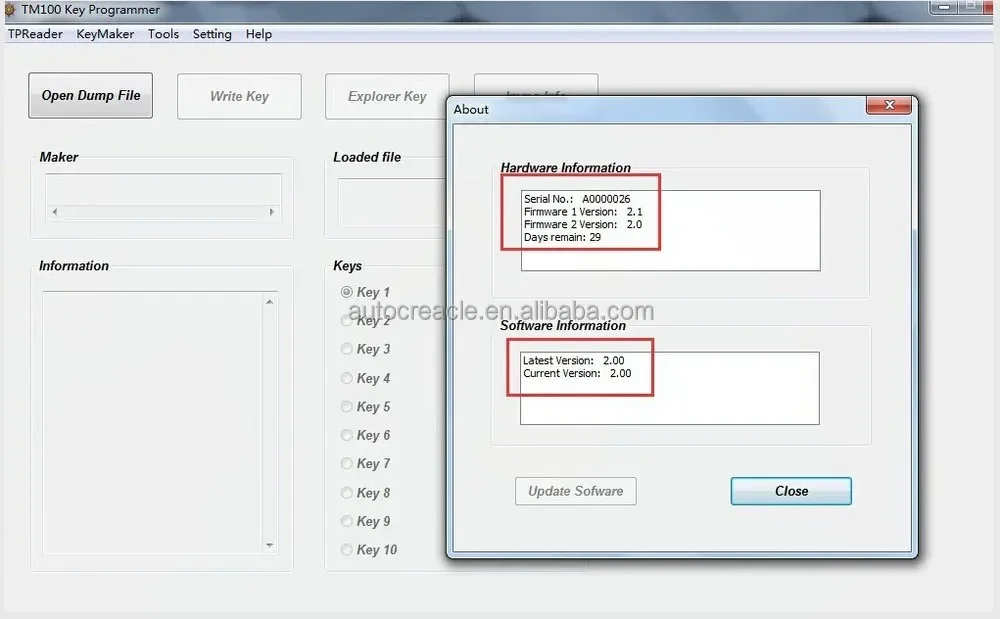 TM100 Transponder Key Programmer Full Version with 62 Modules V2.0
