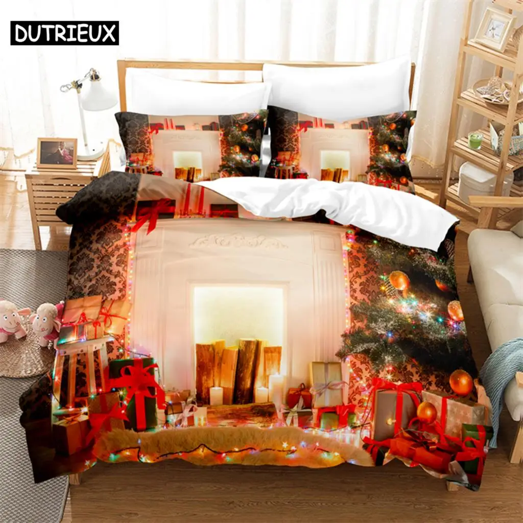 

Fireplace Christmas Bedding Set Duvet Cover Set 3d Bedding Digital Printing Bed Linen Queen Size Bedding Set Fashion Design