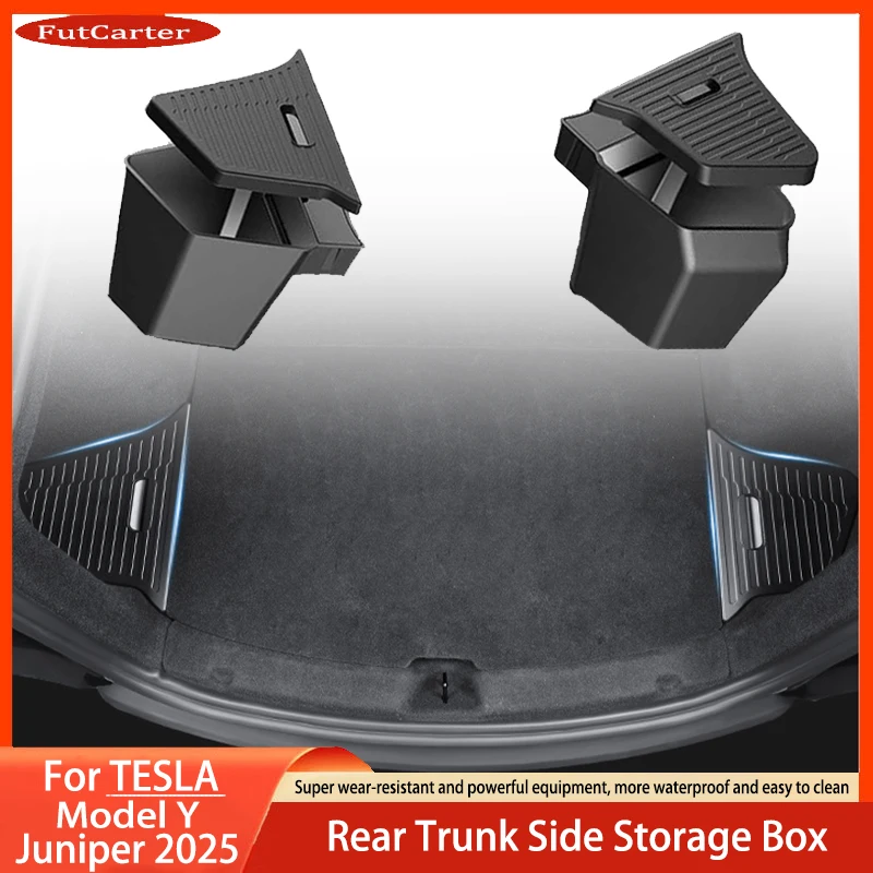 

FutCarter Car Trunk Side Left Right Tidying Packet Storage Box For Tesla Model Y Juniper 2025 Flocking Mat Cover Organize