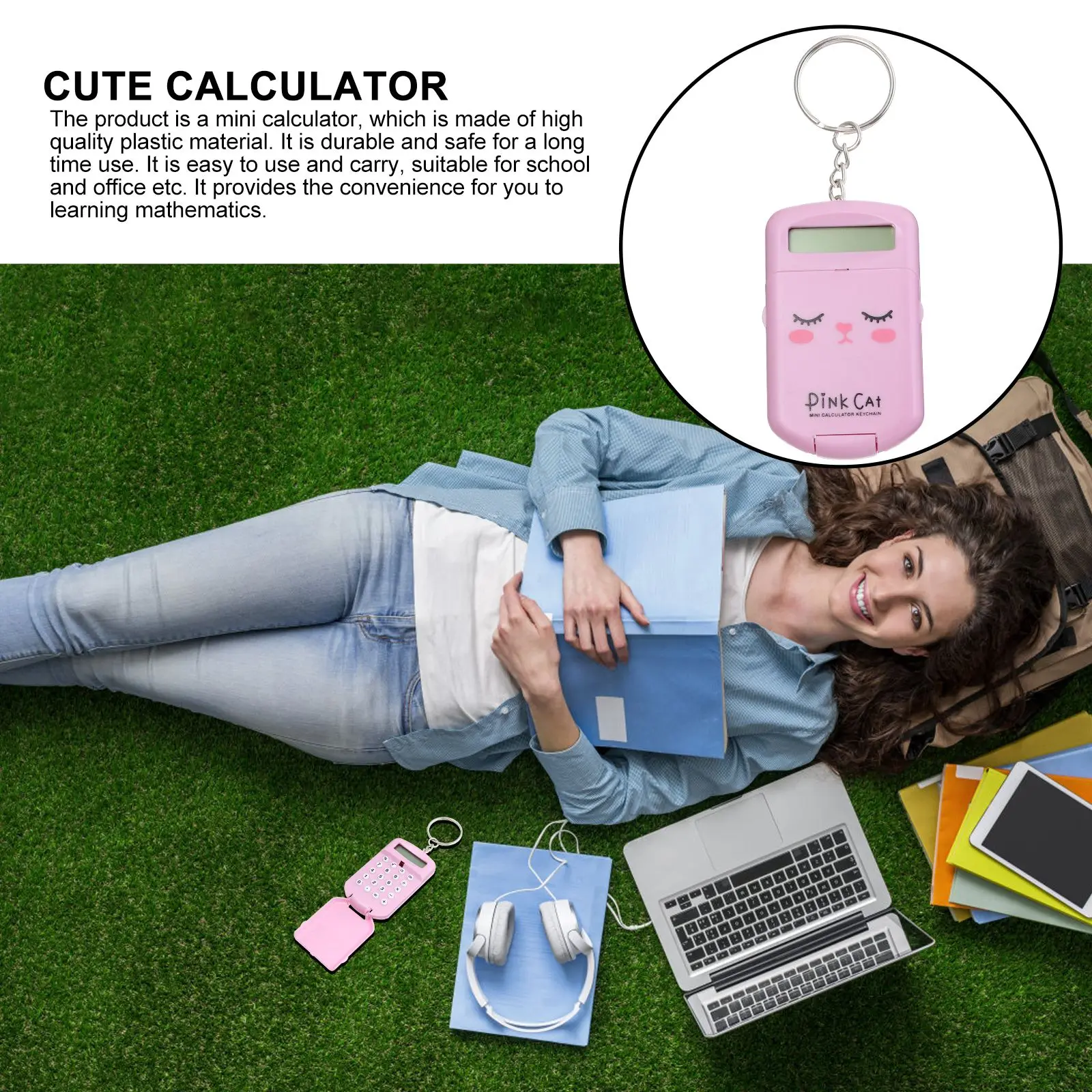 

2pcs Mini Calculator For Students Portable Plastic Arithmetic Tool Lightweight Exam Counter Sensitive Keys Cartoon Desktop