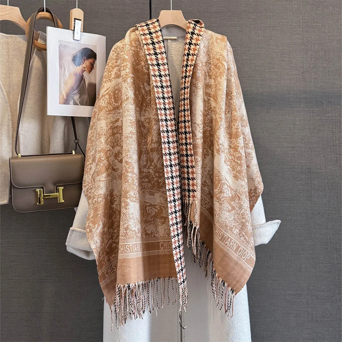 2025 الخريف الشتاء الرجعية تقليد شال كشمير موضة امرأة على الوجهين مطابقة الباشمينا سميكة الدافئة وشاح يندبروف بطانية