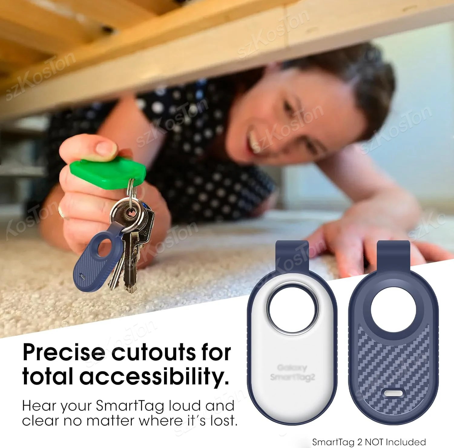 voor Samsung SmartTag 2 TPU beschermhoes mini GPS Tracker beschermhoes met sleutelhanger voor SmartTag 2 sleutel, rugzak, portemonnee, kind