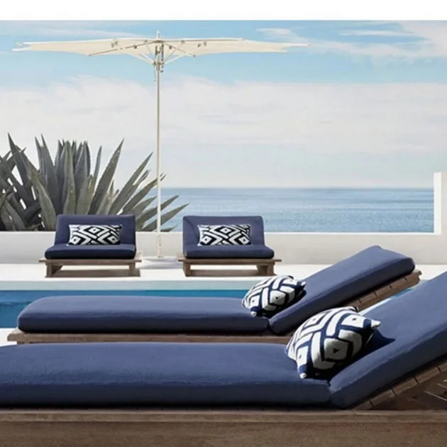 Outdoor teak sofa recliner custom outdoor courtyard garden open-air villa hotel anti-corrosion solid wood waterproof furniture