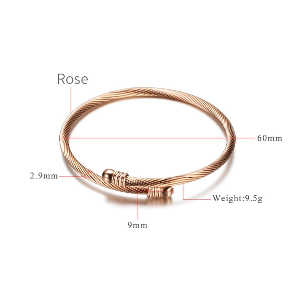 Stainless Steel Wire Rope Twisted Bracelet Gold Color Adjustable Cuff Bracelet Fashion Women\'s Jewelry Men\'s Accessories Gift