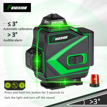 FEIDSIDE16 lines 4D laser level green line self-leveling 360 horizontal and vertical super powerful laser level green beam