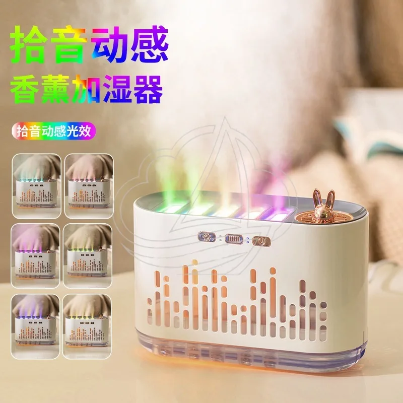 Dynamic Flame Aroma Diffuser, Silent Ultrasonic Humidifier with 7-Color Night Light for Home