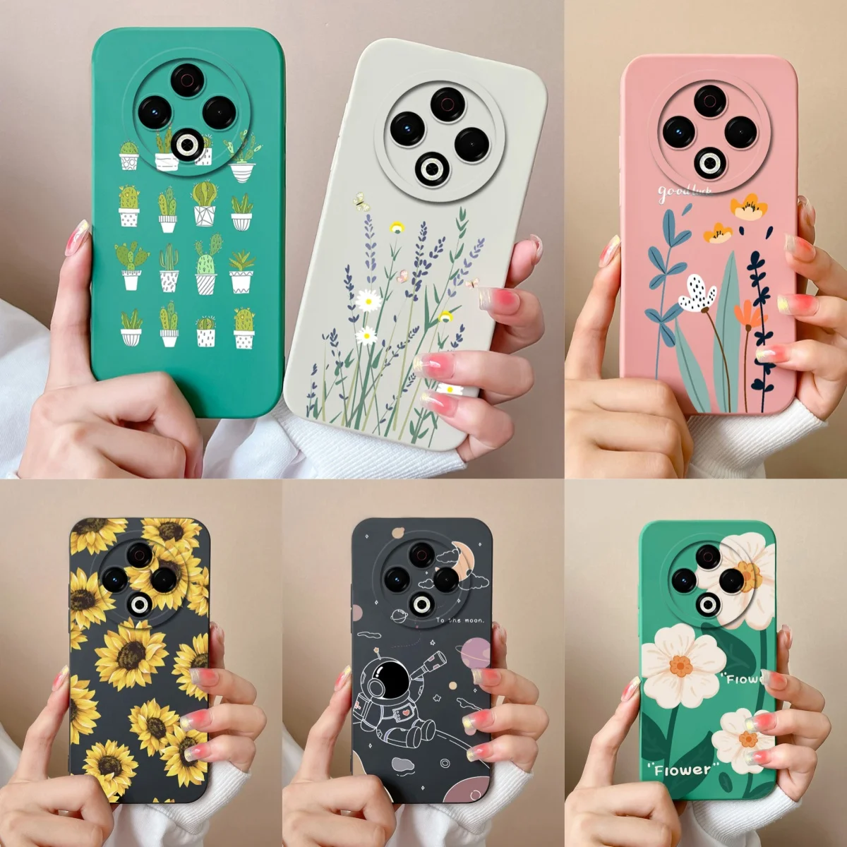 Flowers Case For Tecno Spark 30 Pro 30C Soft Liquid Silicone Upgrade Lens Protection Back Cover For Spark 30 C 4G 5G Phone Shell