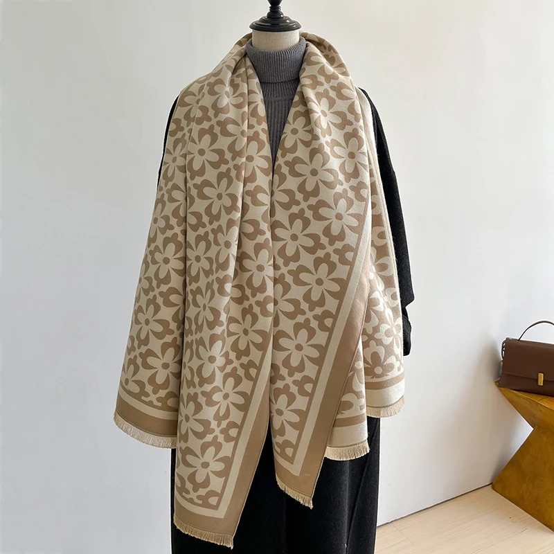 Fashion Print Scarf Cashmere Winter Pashmina Designer Women Thick Warm Blanket Female Bufanda Echarpe 2023