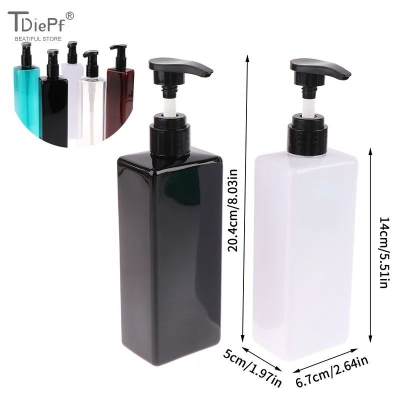 ขวดโลชั่นบำรุงผิวขนาด 500 มล. ทรงเหลี่ยม ขวดพลาสติก PET สำหรับเจลอาบน้ำ แชมพู แบบกด ปั๊ม ทนทาน เติมได้ สำหรับสบู่เหลว