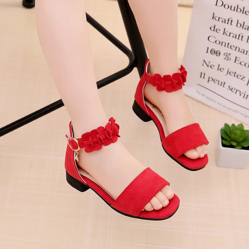 Mädchen sommer perle sandalen 2022 neue Koreanische version kinder studenten rot prinzessin strand schuhe 5 6 7 8 9 10 11 12 jahre alt