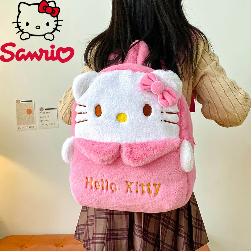  Melody Kuromi Hello Kitty Cartoon Shoulder Bag Cute Large Capacity Plush Backpack Suitable for Outdoor Travel School