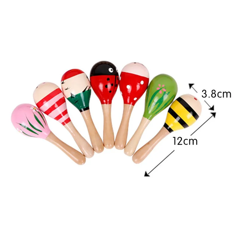 100Pcs/Lot Colorful Wooden Maracas Baby Musical Instrument Rattle Shaker Toys for Birthday Baby Shower Party Favors Baptism Gifs