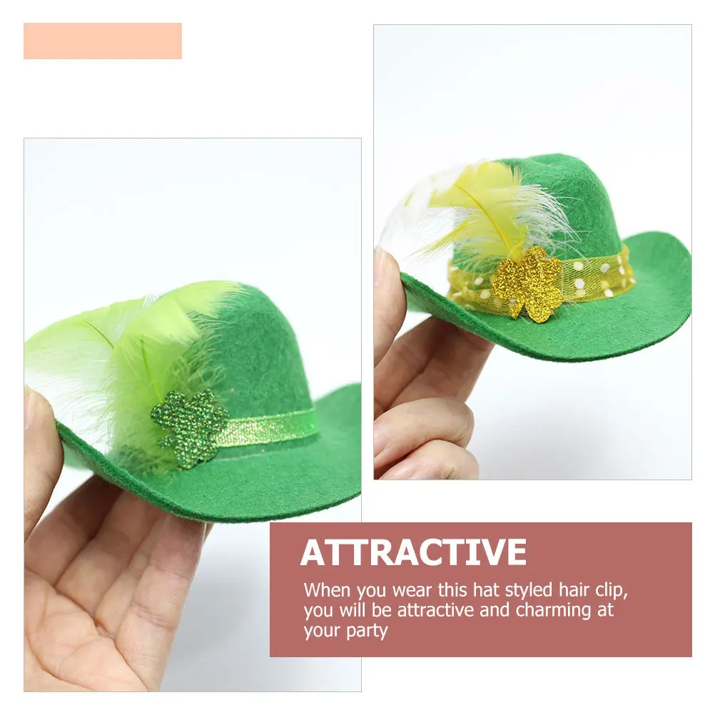 

4pcs Irish Party Hat Hairpin St. Patrick'S Day Hair Clip Festival Costume Accessory Green Headdress Hat Design Party Supplies