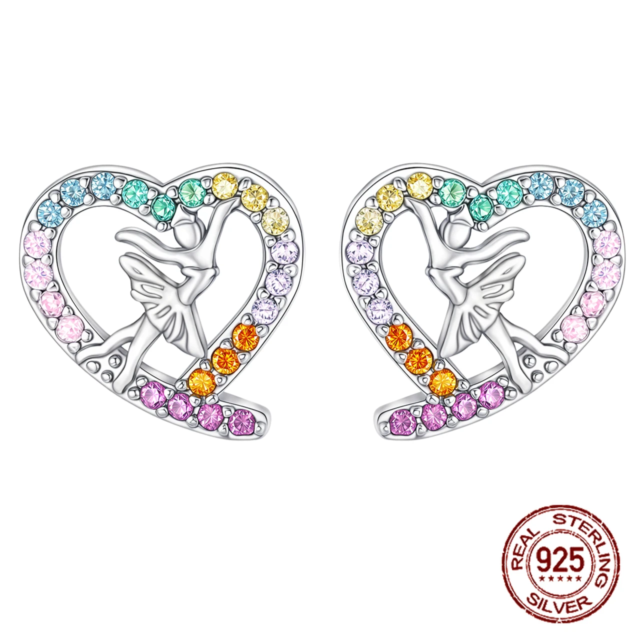 925 Sterling Silver Shining Earring Girl Women Colorful Zirconium Ear Stud Brilliant Wedding Anniversary Earrings Jewelry Gift