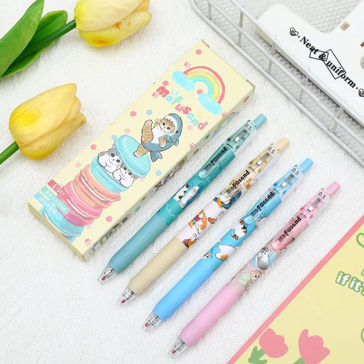 4Pcs Shark Gel Pen 0.5mm Smooth Writing Cute Cartoon Retractable Gel Pens Kawaii Stationery School Office Supplies