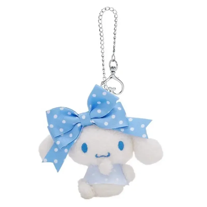 Kawaii Hello Kitty Polka Dot Bow Pluszowy brelok do kluczy Cartoon Cinnamoroll My Melody Kuromi PP Wypełniony bawełną brelok do tornistrów szkolnych