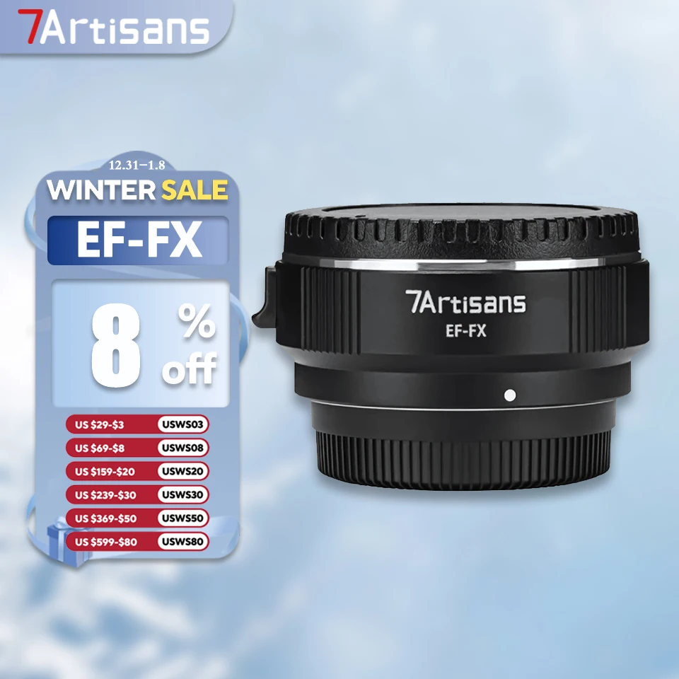 7artisans EF-FX Autofocus Lens Adapter for Camera Photography Accessories for Canon EF to Fujifilm XF Mount XT-100 XT-30 XE4