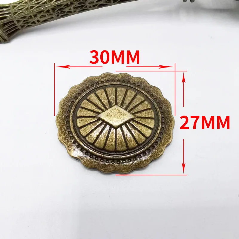 5Pcs 30*27mm Retro Silver Tribal Beauty Diamond Flower Leathercraft Belt Handbag Conchos Screwback Leather Trim