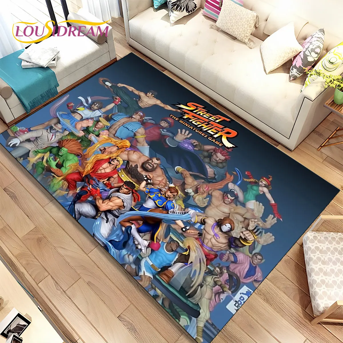 Street Fighter Retro Game Gamer Area Rug,Carpet Rug for Living Room Bedroom Sofa Doormat Decoration, Kid Play Non-slip Floor Mat