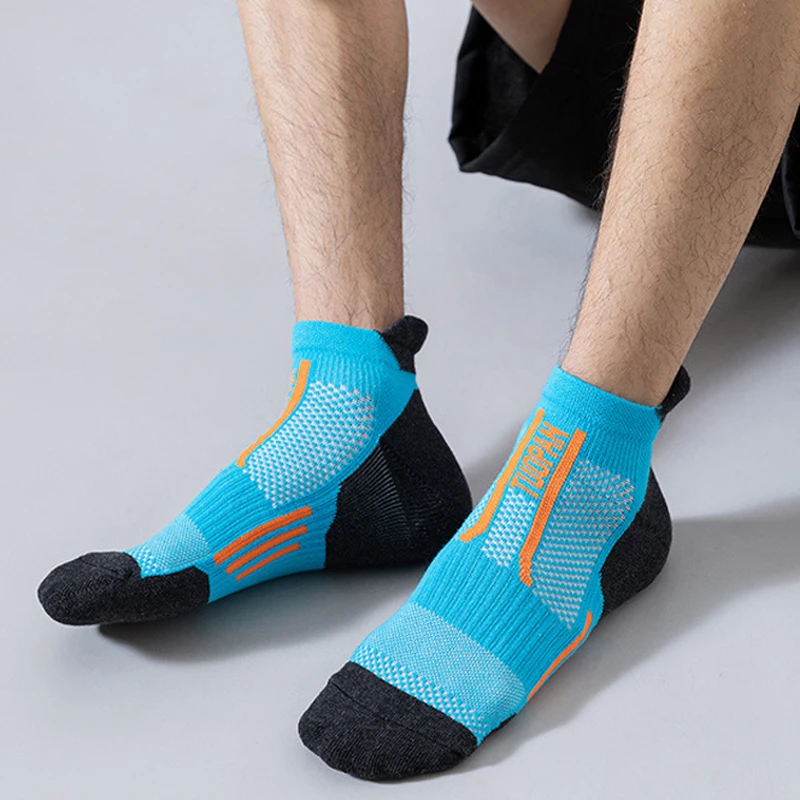 Elite Men Sports Socks Professional Outdoor Basketball Cushion Terry Towel Bottom Non-Slip Colorblock Breathable Running Socks