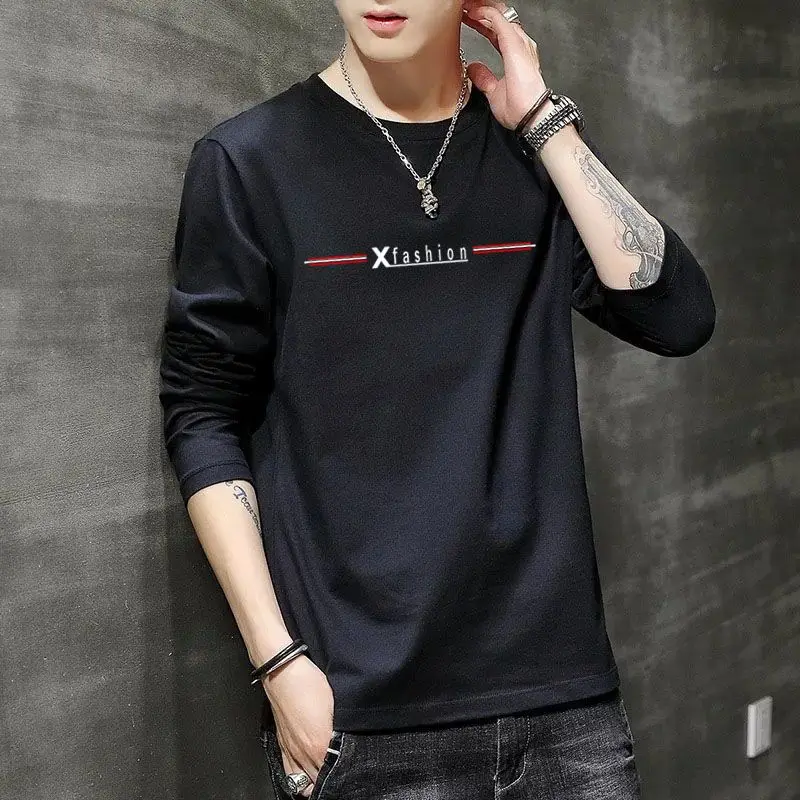 Men's 100% Cotton Long Sleeve T-Shirt Loose Fit Spring Autumn New Arrival Casual Tee for Teenage Boys Youth​