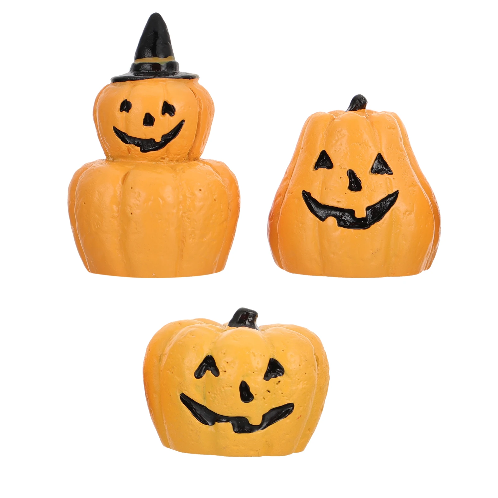 3 pezzi di figurine decorative in resina di zucca di Halloween ornamenti in miniatura da tavolo decorazione per feste in ufficio a casa zucca di simulazione