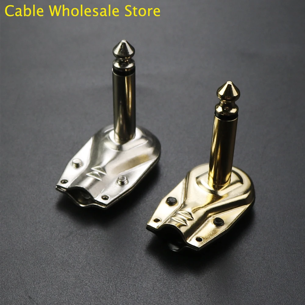 Cable Wholesale Store 1Pc Straight Guitar Cable Plug Two Pole Mono Amplifier Microphone 6.35 90 Degree Audio Guitar Plug Adapter