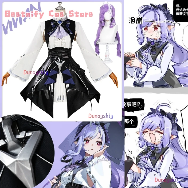 

CosplayGame Zenless Zone Zero Vivian 코스프레 Costume Wig Dress Headwear Uniform Mockingbird Halloween Party For Women Girls Carniva