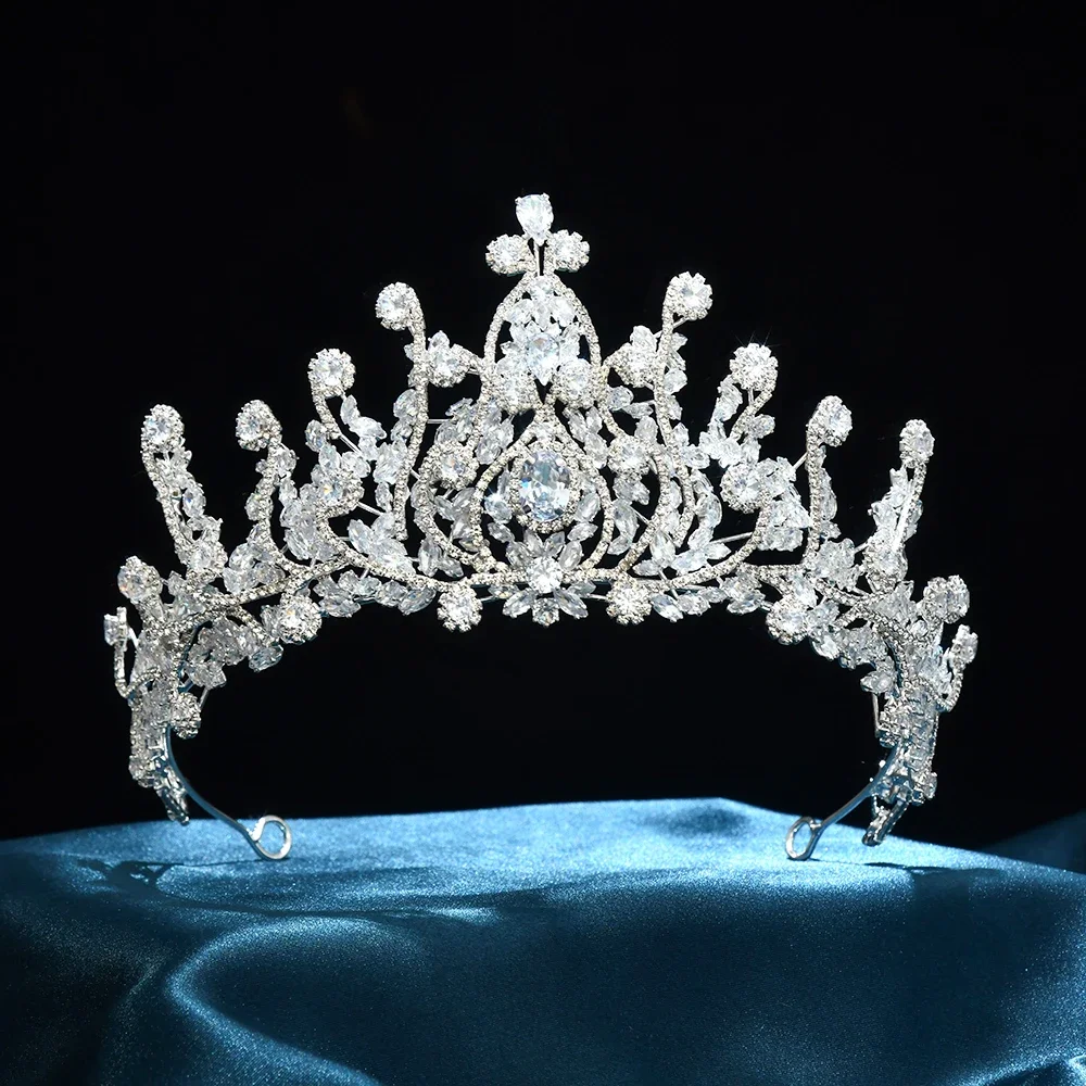 NONE Baroque Bridal Tiara Silver Zirconia 7