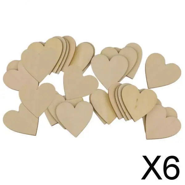 4-6pack Wooden Blank Heart Embellishments for DIY Crafts 50 x 3mm 25pcs