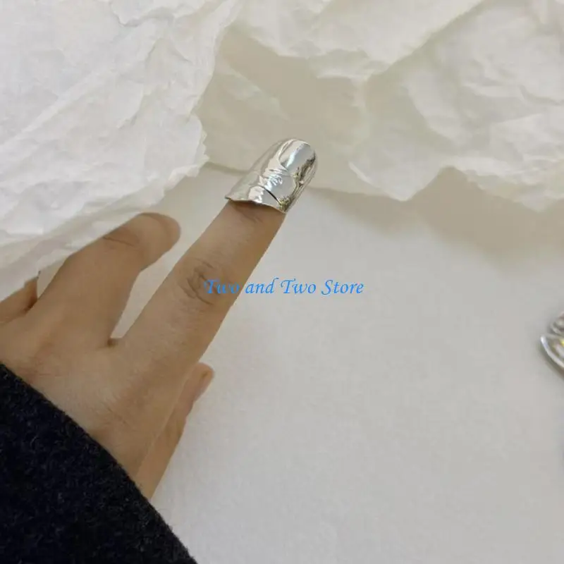 HX6F 6PCS Fingertip Protective Rings Rings Cosplay Jewelry Alloy Texture