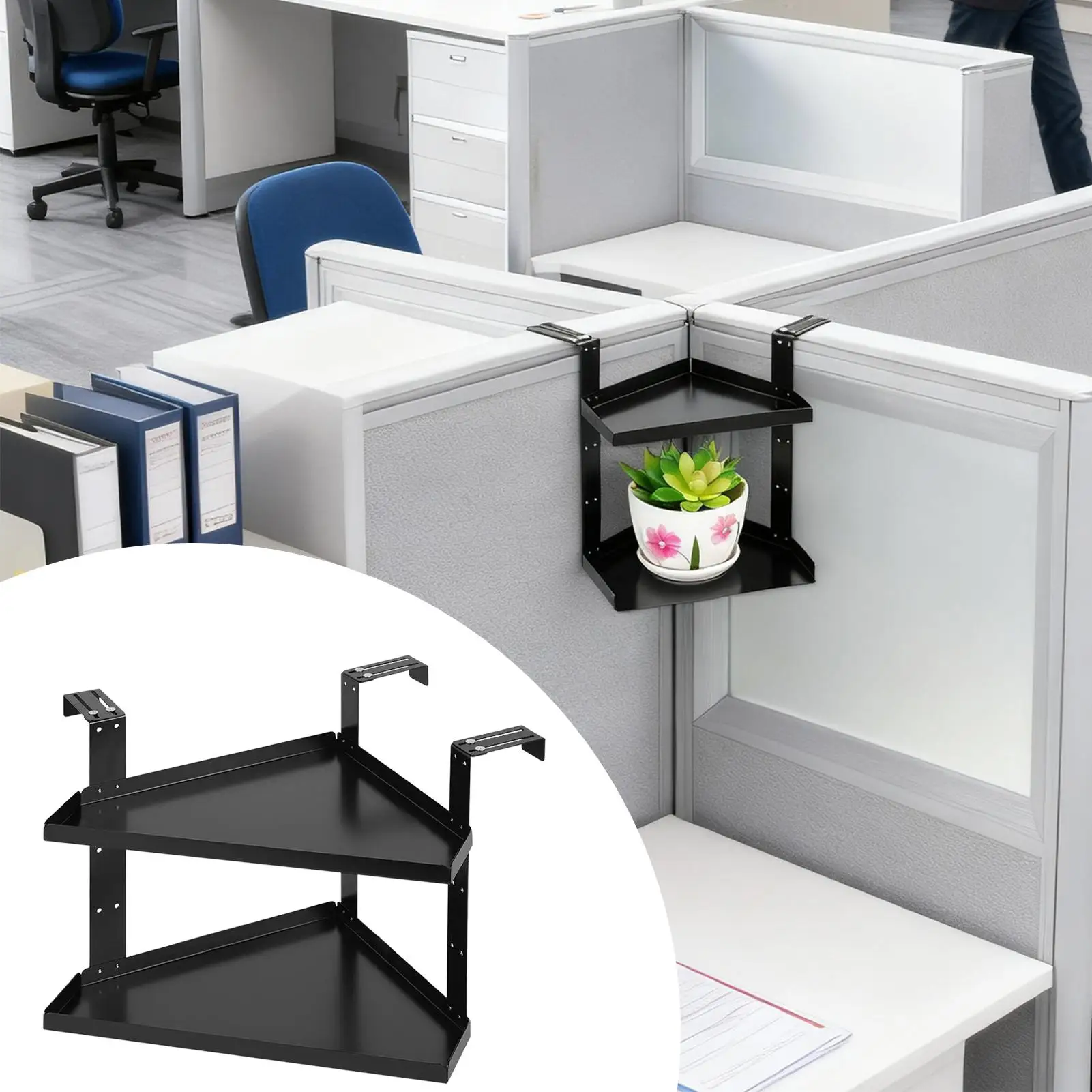 

Cubicle Shelves 2 Layer Shelf Organizer Height Adjustable Indoor Cubicle Organizer With Hook For Office Home Kitchen Bathroom