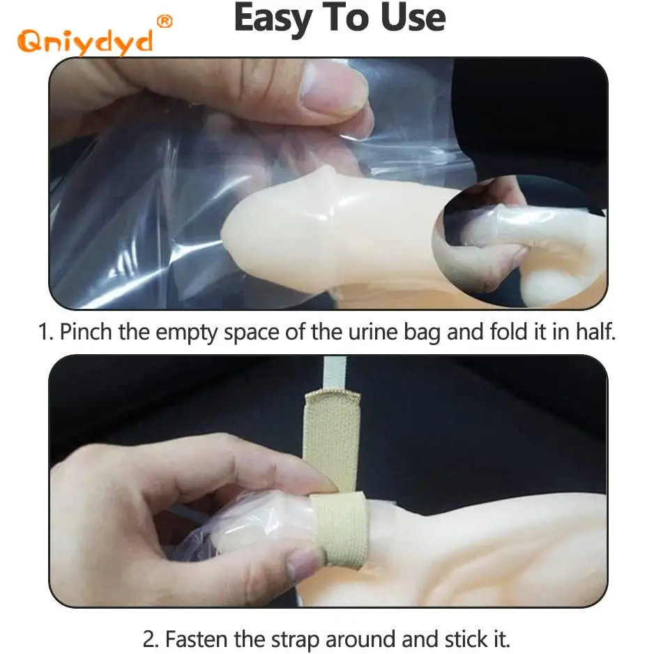 100Pcs Men Urine Bag Urinal Pee Holder Portable Leakage- Proof Elderly Urine Bag for Hospital Camping Car Travel Toilet