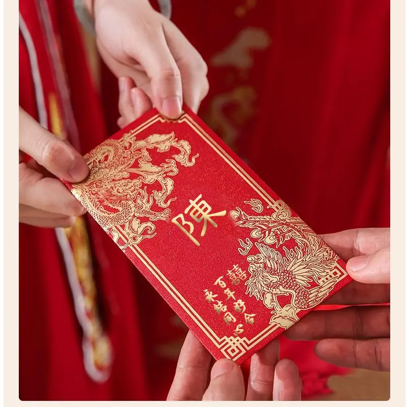 Personalizado ano novo chinês sobrenome envelope vermelho, sobrenome tradicional saco vermelho, bolso vermelho, 30pcs