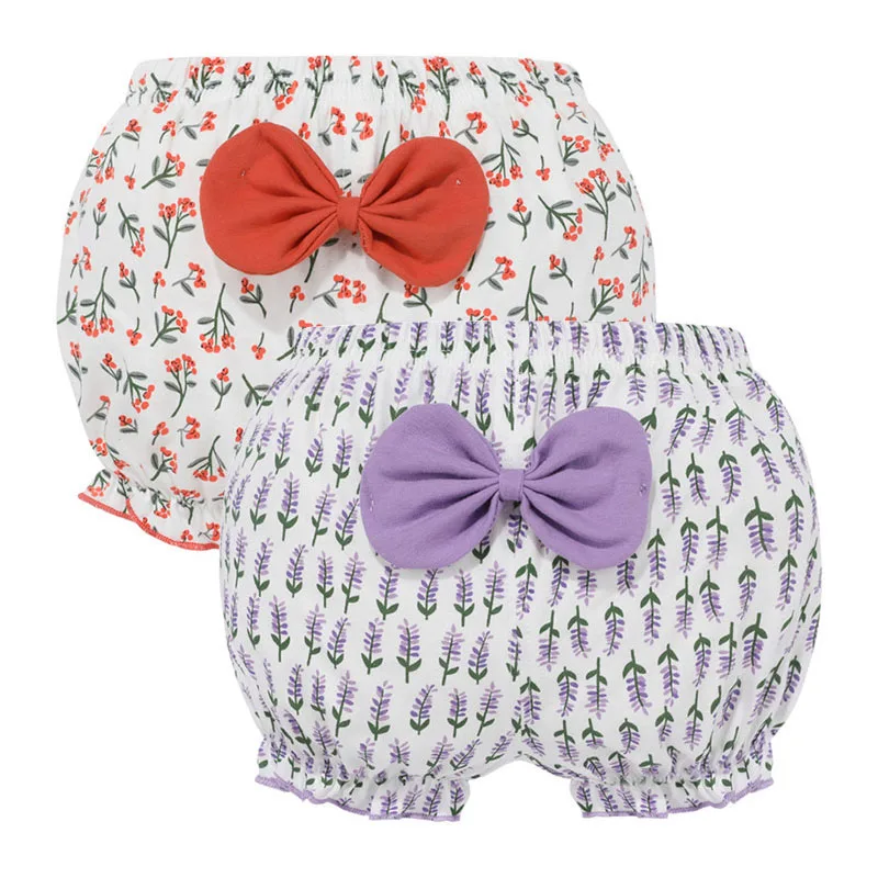 2 peças/lote bebê menina shorts 100% algodão crianças infantil moda listra arco calcinha para 6-24 meses crianças de alta qualidade cuecas