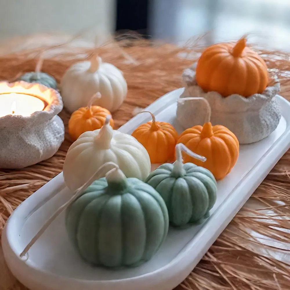 3pcs Multisize Pumpkin Silicone Candle Mold for Resin Plaster Craft Making Halloween Thanksgiving Home Decor Gifts Ornament