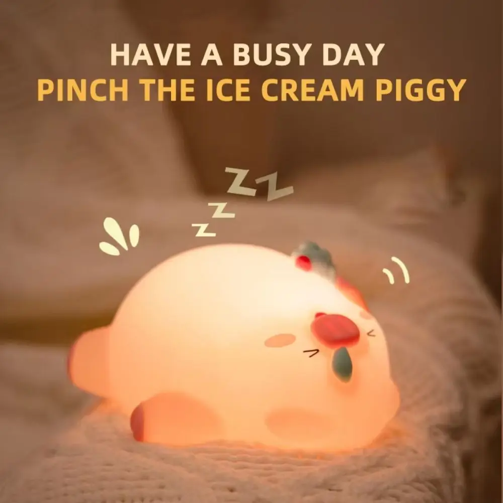 USB Charging Lying Flat Pig Night Light Timing Dimming Soft Light Sleep Atmosphere Light Eye Protection Silicon