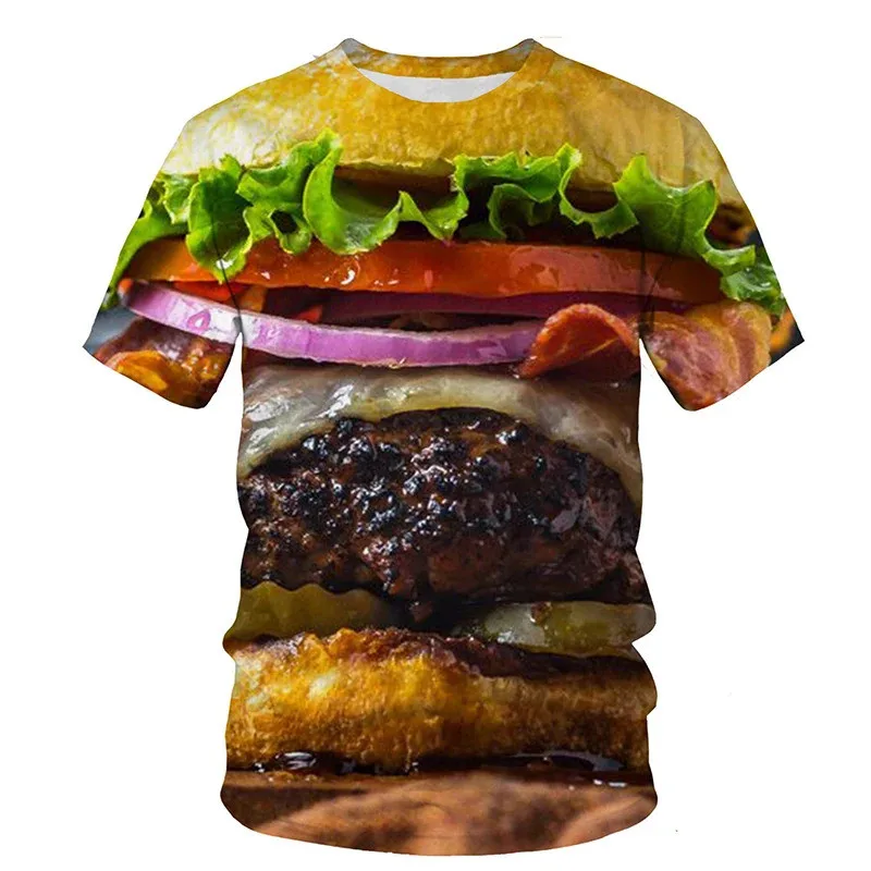 Funny Fried Eggs 3D Printed T-Shirts Food Hamburg French Fries Streetwear Men Women Fashion Short Sleeve T Shirt Kids Tees Tops