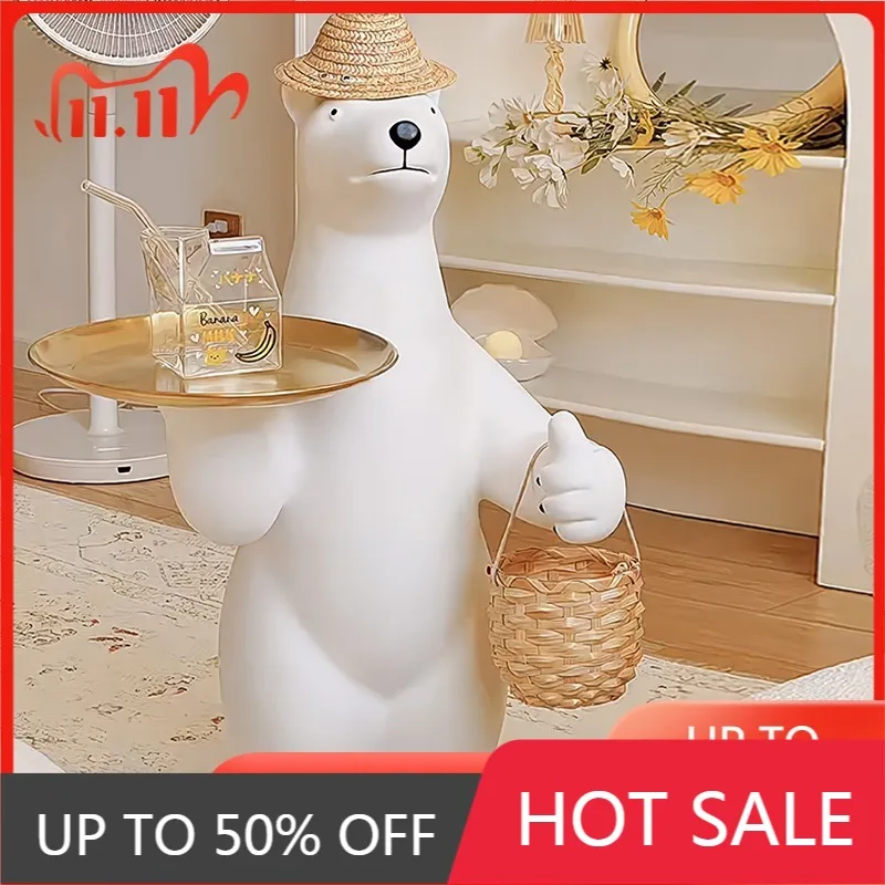 Polar Bear Tray Sculptures Groot Creative Sculpture Modern Animal Ornaments Aesthetic Luxury Living Room Organizer Ornament