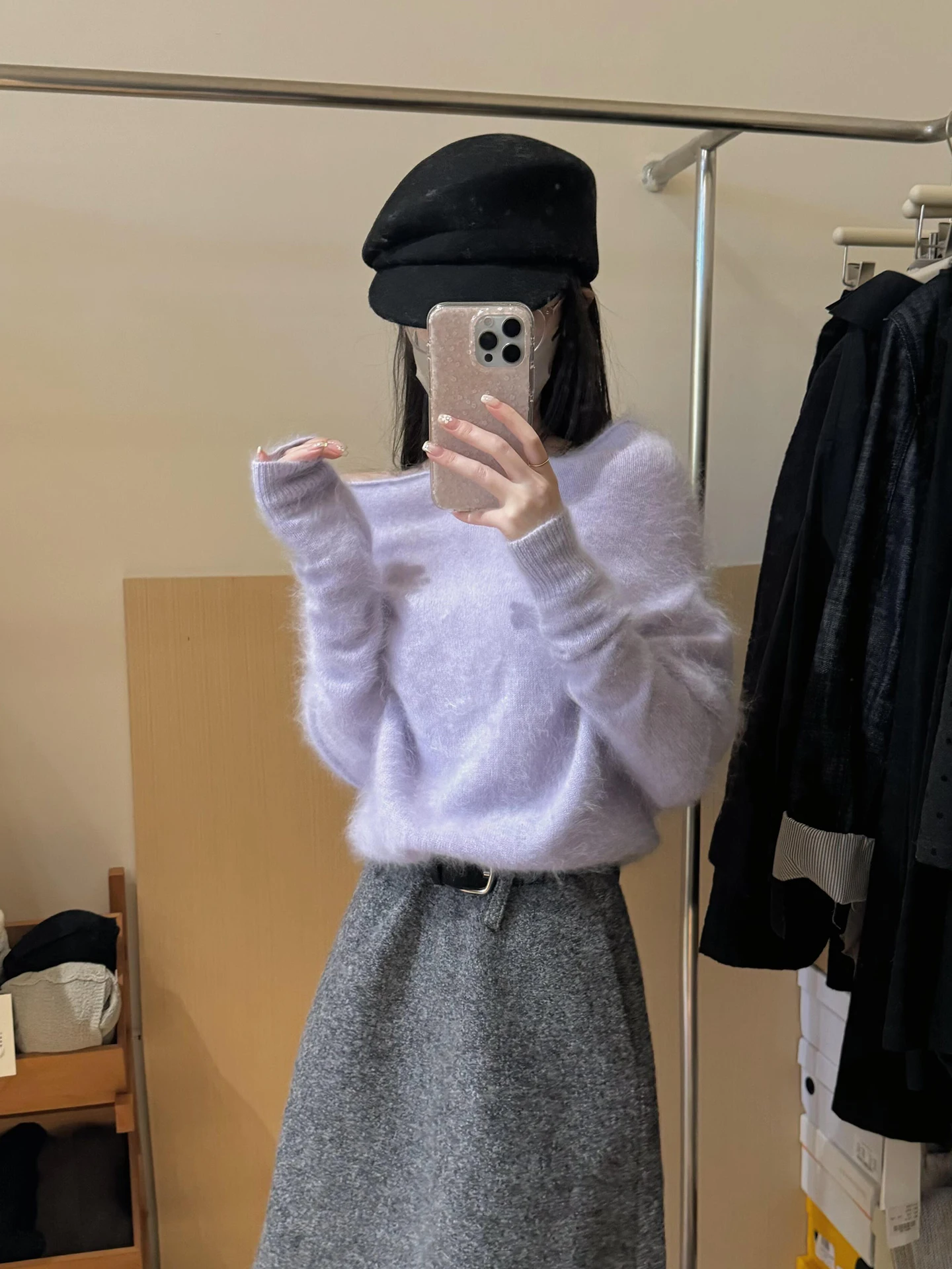 한국 스타일 어깨 노출 롱 슬리브 니트 베이스 셔츠 여성용 가을 겨울 우아하고 아름다운 스웨터 이너웨어 탑